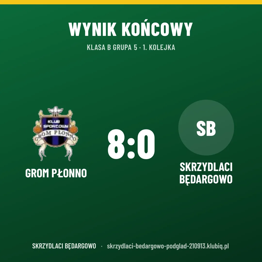 Grom Płonno 8:0 SKRZYDLACI BĘDARGOWO